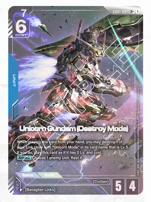 Unicorn Gundam (Destroy Mode) (GD01-002) LR+