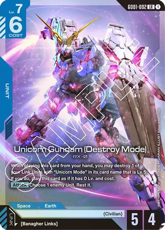 Unicorn Gundam (Destroy Mode) (GD01-002) LR