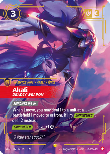 Akali - Deadly Weapon (Alternate Art) [VEN-021aS]