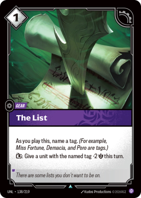 The List [UNL-138] [U]